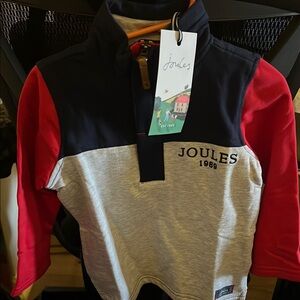 Joules Kids Half-Zip Sweatshirt - Red, Navy, Gray